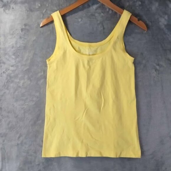 Elie Tahari Yellow Stretch Scoop Tank Top M/L Sunny Chic Summer core Resort wear - Picture 1 of 6